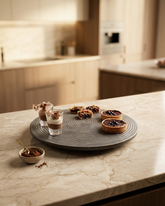 Ribbed Wooden Spinning Serving Platter