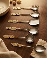 Vintage Brass Leaf Cutlery Set – Set of Six
