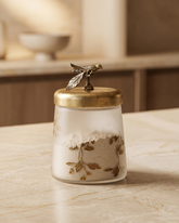 Frosted Glass Storage Jar with Wooden Lid