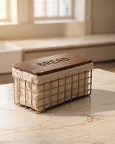 Twin Wire Bread Box with Wooden Lid