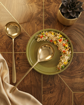 Artisan Gold Hammered Serving Spoon Set – Set of Two