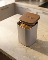 Modern Sugar Container with Wooden Lid