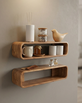 Modern Boxy Wooden Wall Shelf