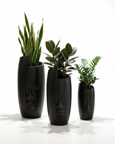 Face Fiberglass Planter – Matte Black