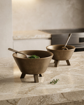 Rustic Tri-Legged Wooden Bowl – Large