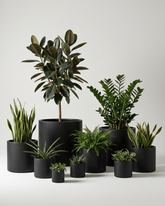 Cylinder Fiberglass Planter – Matte Black