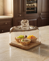 Elegant Glass Cloche with Square Wooden Base