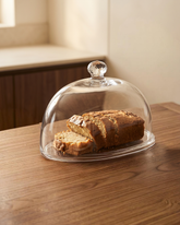 Glass Cloche with Oval Wooden Base