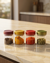 Glass Storage Jars with Wooden Lid – Set of 4