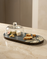 Elegant Glass Cloche with Wooden Platter