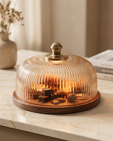 Fluted Glass Cloche with Base
