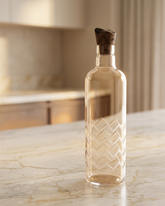 extured Glass Water Bottle with Wooden Stopper