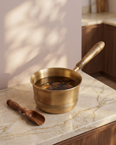 Traditional Brass Tea Pan with Wooden Handle