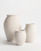 Santorini Collection - White Rusted Stone Planters (Set of 3)