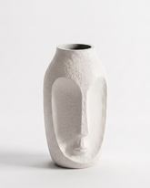 Aura Face Sculpt Fiberglass Planter – Ivory Sand Textured Finish