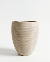 Vera Ribbed Fiberglass Planter – Desert Stone Textured Finish