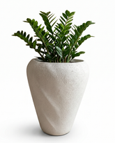 Aurelia Twist Fiberglass Planter – Ivory Sand Textured Finish