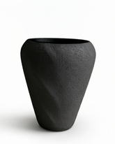 Aurelia Twist Fiberglass Planter – Matte Black Textured Finish
