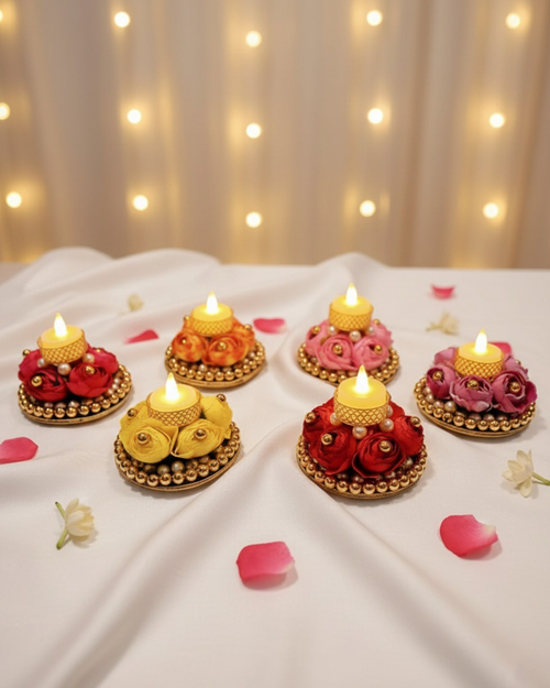 Set of 6 Assorted Floral Tealight Holders