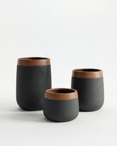 Saturn Collection: Black & Copper Planters (Set of 3)