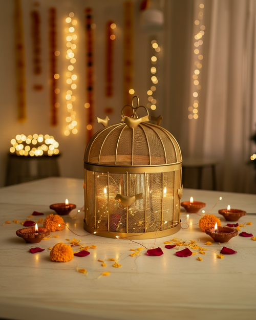 Decorative Gold Metal Fruit Basket