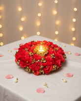 Artificial Red Carnation Floral Tealight Holder