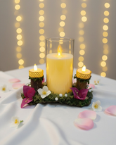 Rustic Floral Log Candle Holder