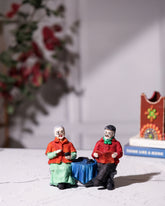 Elderly Couple Statue with Tea Set