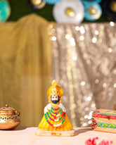 Divine Yellow Khatu Shyam Idol with Golden Crown – 8.5 Inch