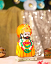 Majestic Khatu Shyam Ji Idol in Yellow with Tilak & Turban – 13 Inch