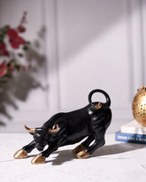 Black Bull Figurine with Golden Horns