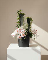 Pink Orchid & Bamboo Dried Floral Arrangement With Pot