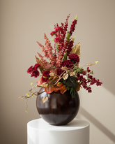 Dramatic Crimson Dried Flower Centerpiece With Pot