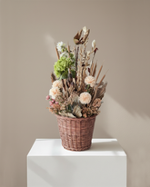 Natural Dried Flower Basket Arrangement With Pot