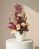 Crimson & Peach Dried Floral Arrangement With Pot