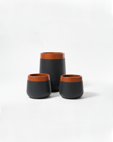 Saturn Collection: Black & Copper Planters (Set of 3)