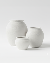 Santorini Collection - White Rusted Stone Planters (Set of 3)