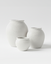 Santorini Collection - White Rusted Stone Planters (Set of 3)