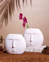 Alamkari India Ceramic Abstract Face Ceramic Vase