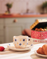 Alamkari India Ceramic Blue Floral Cup & Saucer Set