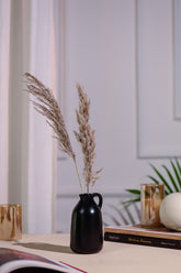 Alamkari India Ceramic Bottle Shaped Black Ceramic Vase