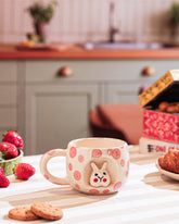 Alamkari India Ceramic Bunny Face Sculpted Mug