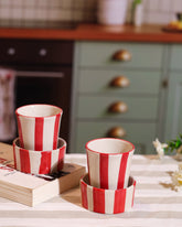 Alamkari India Ceramic Candy Stripe Ceramic Filter Coffee Cup & Saucer Set