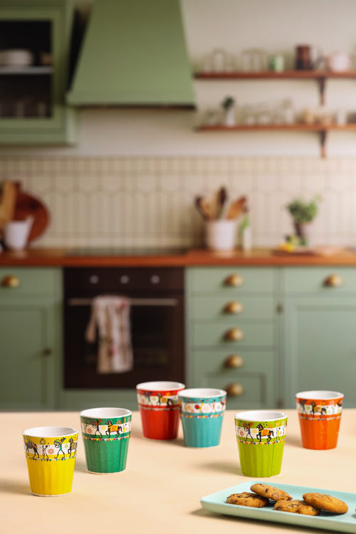 Alamkari India Ceramic Chai Cut Kulhad CUP - Set of 6
