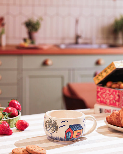 Alamkari India Ceramic Countryside Cottage Ceramic Mug