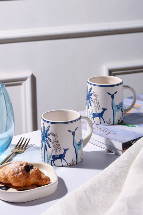 Alamkari India Ceramic Deer Design Coffee Mug
