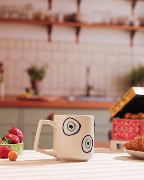 Alamkari India Ceramic Evil Eye Protection Ceramic Mug