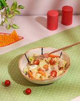 Alamkari India Ceramic Hand-Painted Abstract Line Ceramic Bowl