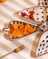 Alamkari India Ceramic Hand-Painted Leaf Platter Set