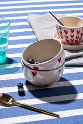 Alamkari India Ceramic Heart Design Dining Bowls - Set of 2